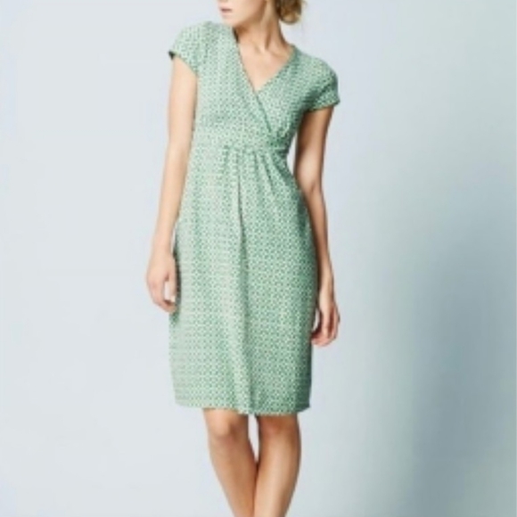 BODEN Jenny Retro MCM Geometric Print Dress in Green and white: US 12R - Picture 5 of 9
